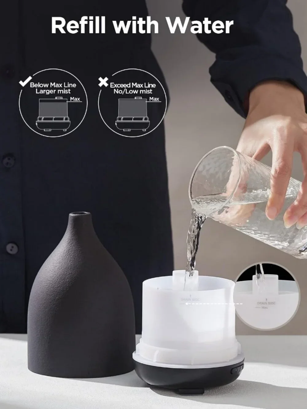 Handcrafted 150ML Ceramic Essential Oil Diffuser - Ultrasonic Aromatherapy
